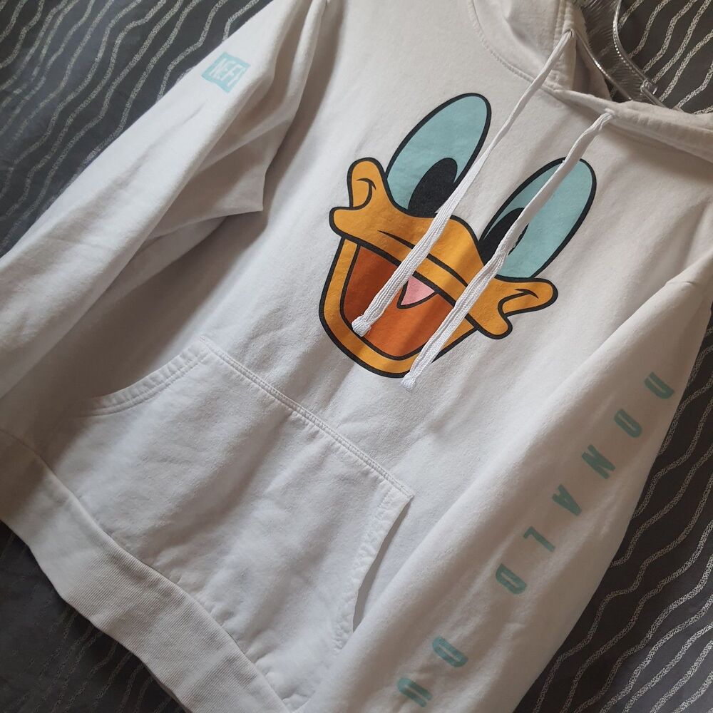 Neff X Disney Donald Duck Hoodie Womens Small White Graphic Pullover